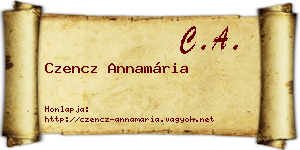 Czencz Annamária névjegykártya